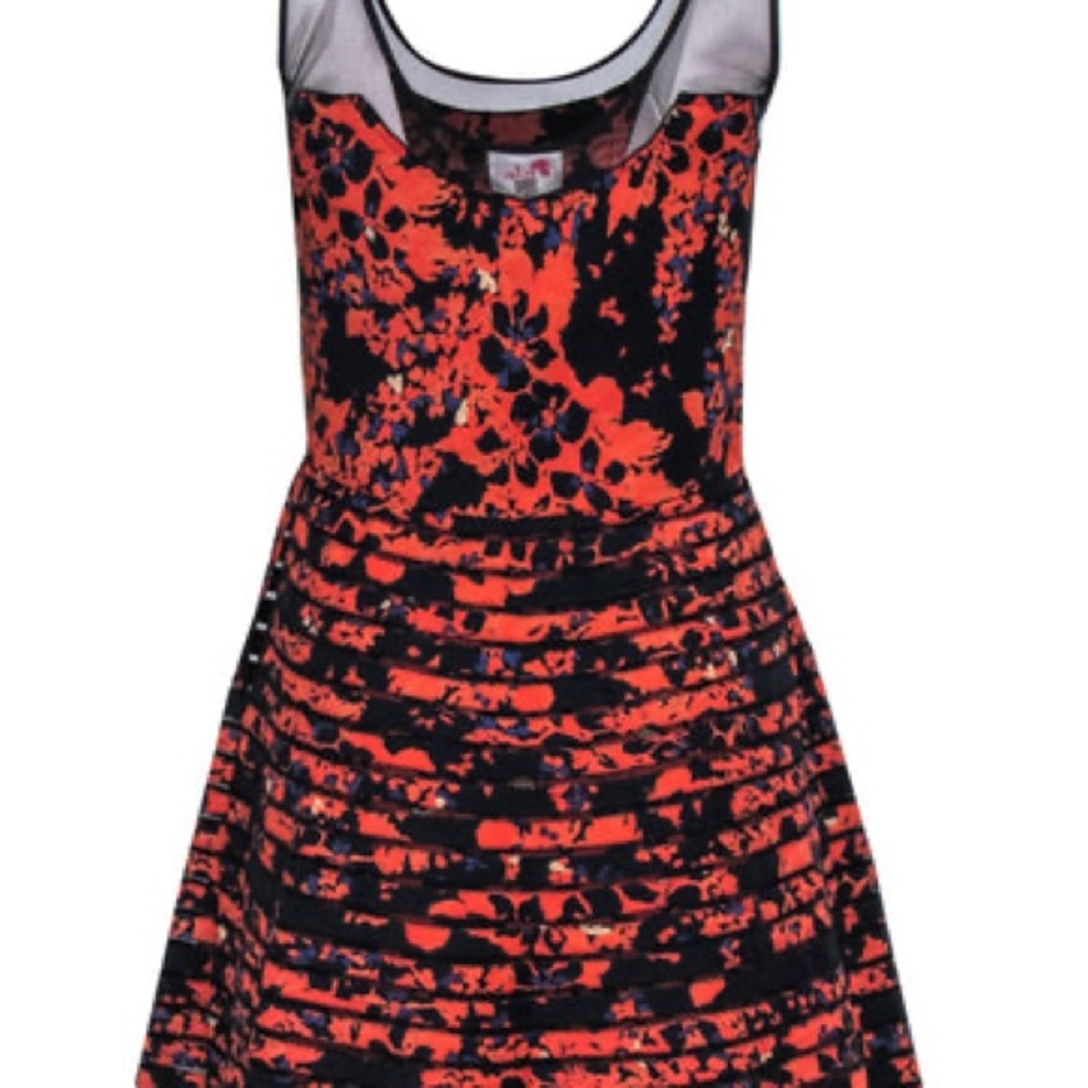 Parker Petal Bloom Orange Silk and Mesh Dress - Size M